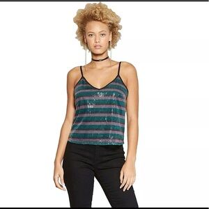 Wild Fable Women’s Cami Sz Medium Camisole Sequin Crop Shirt Top Tank Sleeveless